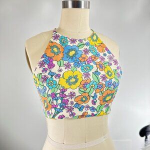 ZARA REtro Hippie Free Love Cropped Top Belly Tank Halter XS